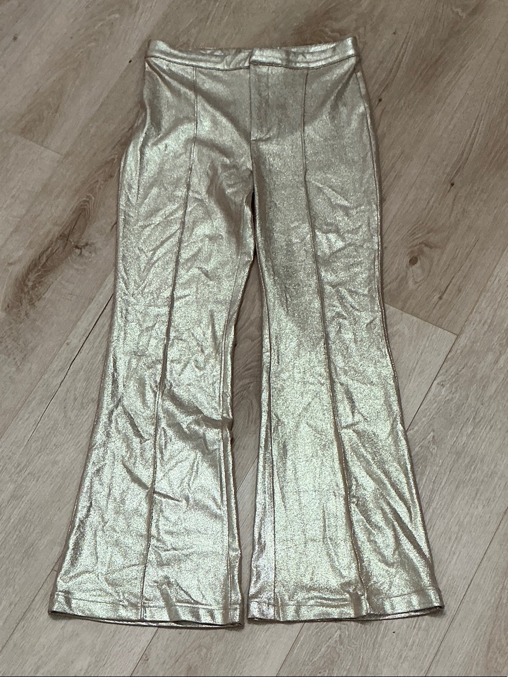 Jealous Tomato Metallic Gold Flare Pants